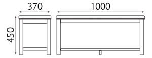 T-棚付き長ベンチW1000 サイズ