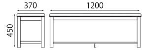 T-棚付き長ベンチW1200 サイズ