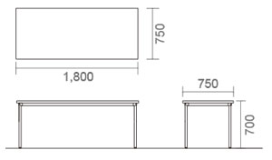 MT-1875MTNE（テーブル）サイズ