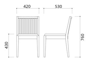 ワーレ アームレスチェアサイズ