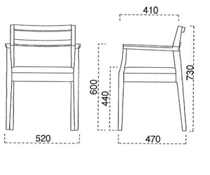 伊東アーム椅子サイズ