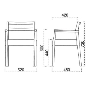 伊豆アーム椅子サイズ