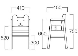 アニマルキッズダイニングチェア クマサイズ