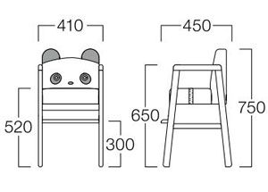 アニマルキッズダイニングチェア パンダサイズ