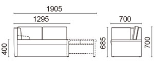 スリーパーソファ・収納付サイズ