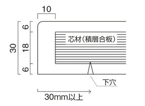 人工大理石天板 ビス固定図